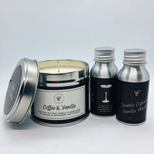 Load image into Gallery viewer, Duo of Double Espresso Vanilla Martinis & Coffee & Vanilla Tin Candle