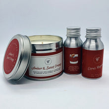 Load image into Gallery viewer, Duo of Citrus Negronis & Amber & Sweet Orange Tin Candle