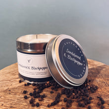 Load image into Gallery viewer, Sandalwood &amp; Black Pepper Tin Candle
