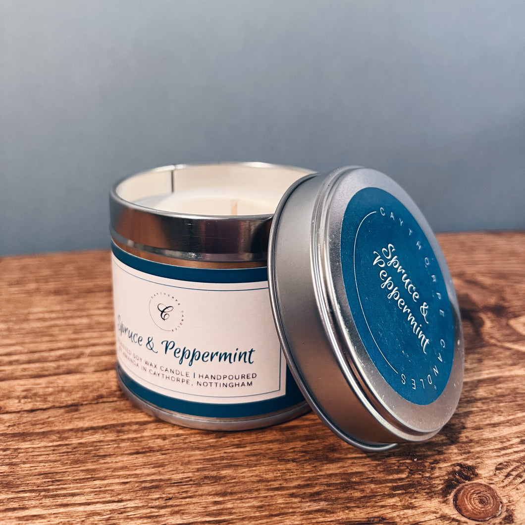 Spruce & Peppermint Tin Candle