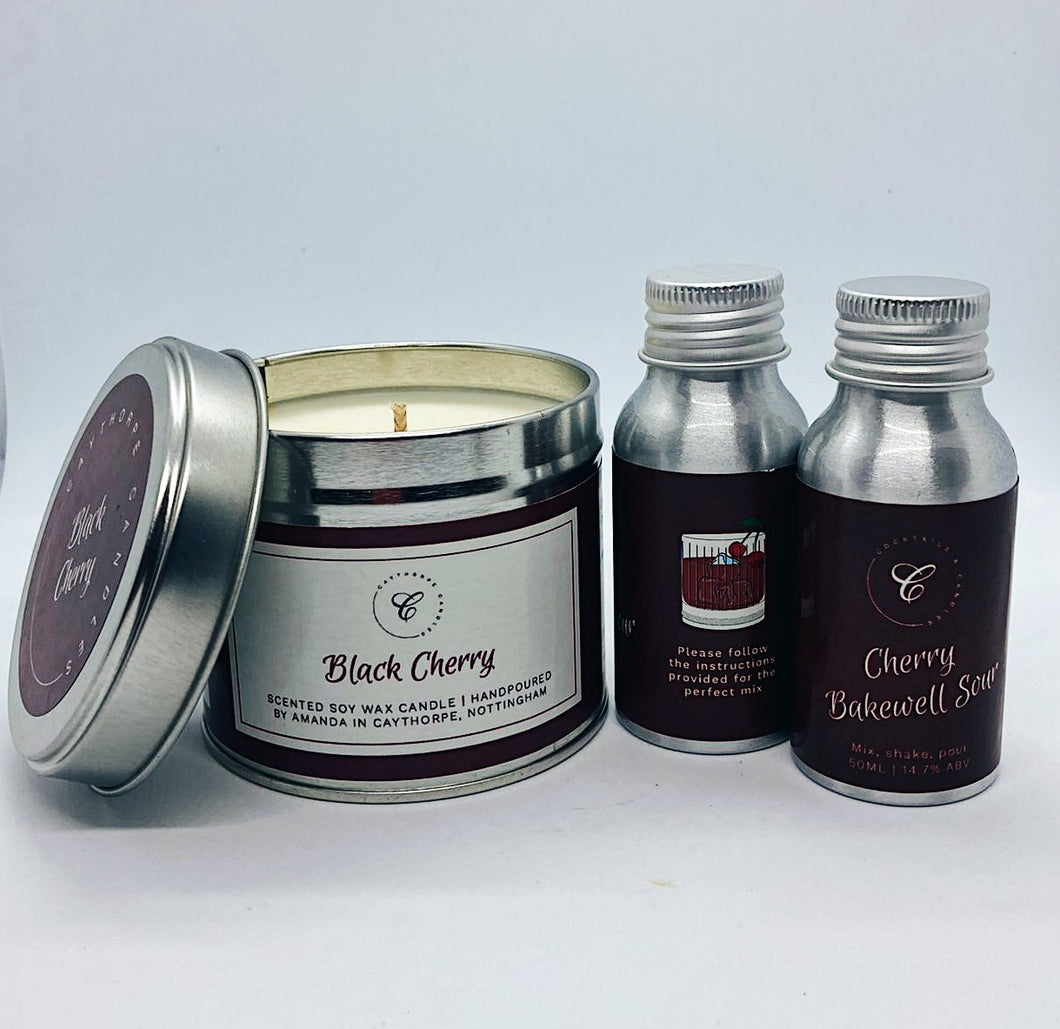 Duo of Cherry Bakewell Sours & Black Cherry Tin Candle